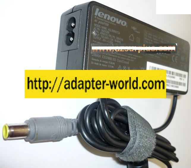 NEW LENOVO 20VDC 3.25A USED -(+) 5.5x8x11mm ROUND BARREL WITH PIN INSIDE ITE ADLX65NDT2A AC ADAPTER POWER SUPP